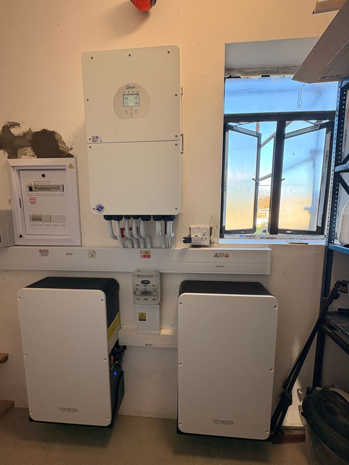 Electrician at work on an electrical panel